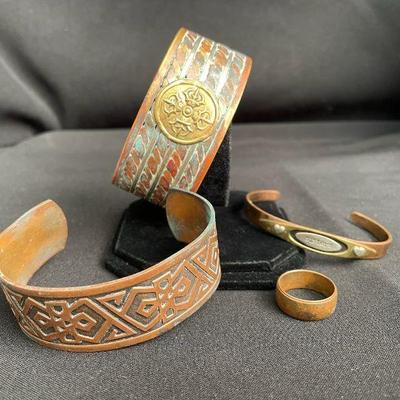 Copper Cuff Bracelets * Copper Band Ring
