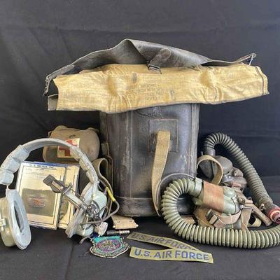 1945 Military Bag * Respirator Equipment * Earphones * Patches * Medical Bag
