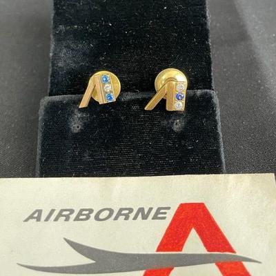 Airborne Service Award Tack Pins * 1/10 10K GF * Tested Diamonds * Sapphires
