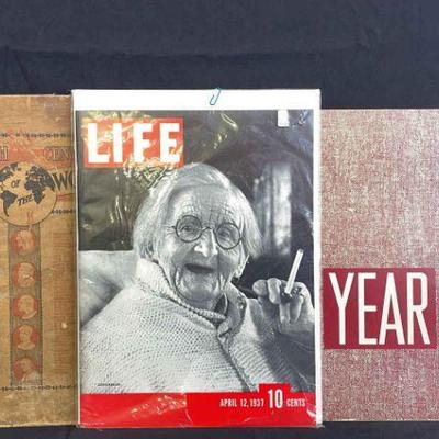 Vintage Life Magazine 1937 * 1900 Atlas * 1952 Picture History Yearbook
