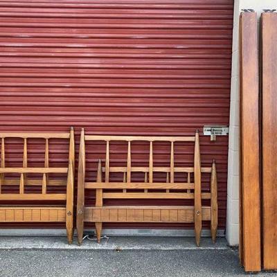 2 Mid Century Twin Beds or Set Up as Bunk Beds with Ladder
