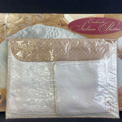 Large New Embossed Italian Design Platter * New Stotter Table Linens
