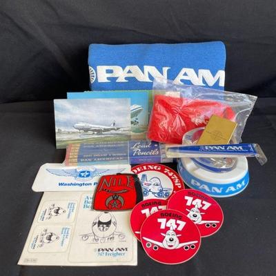 Pan Am Sweatshirt * Postcards * Ashtrays * Pencils * Boeing 747 Stickers etc
