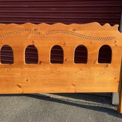 Amish Hand Carved King Headboard and Nightstand * Signed
