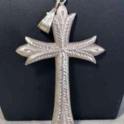 Large Heavy Sterling Silver Cross * 4.5" Long (5.5" With Bail) * 32.72g Weight
