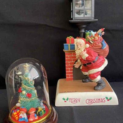 Joseph Holodook Santa Figurine * Christmas Tree Glass Dome Scene
