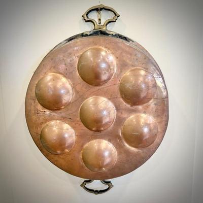 Antique copper egg poacher/escargot pan