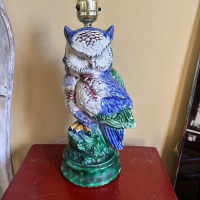 Vintage majolica owl clock