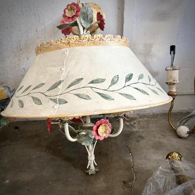 Vintage painted tole light fixture