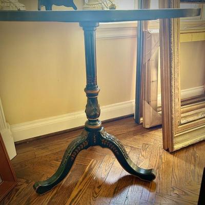 Antique Asian hand-painted round side table