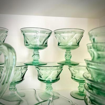 Vintage Fostoria Jamestown green glassware