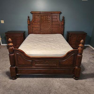 Queen bedroom set with two side tables and a dresser, see next photo