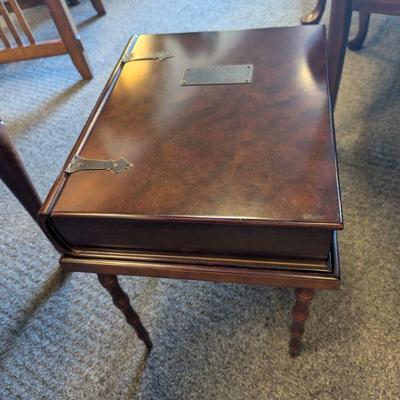 Unique Wood Memento Box or Storage Box (Clickers?)  2 Piece with Wood Stand