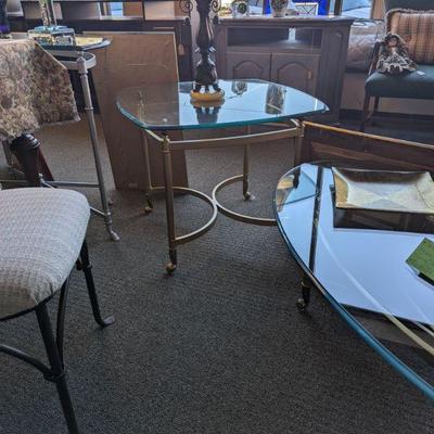 Matching Metal and Glass Coffee Table and End Table.  Great Find 