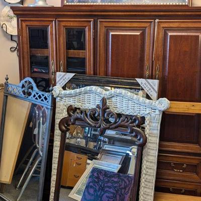 Beautiful Vintage Mirrors and Lovely Wood Storage Cabinet with Drawers