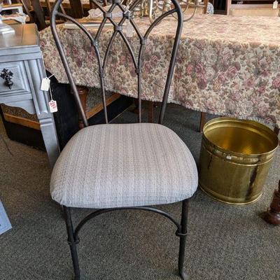 Beautiful Iron Chair.  Brass Planter or Garbage Can