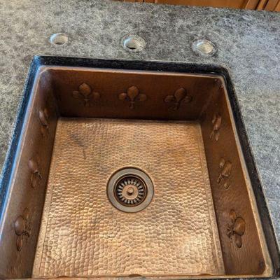 Large Hammered Copper Embossed Island Sink