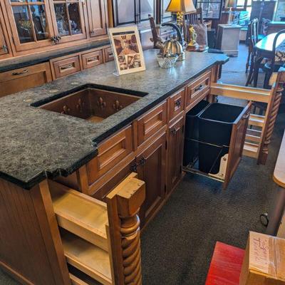 Pull-out Can Storage or Spice Storage Units.  Double Trash Bins