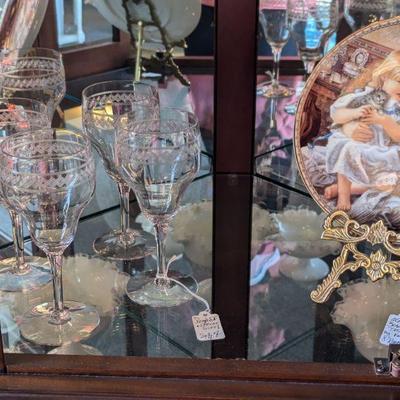 Antique Etched Crystal Glasses