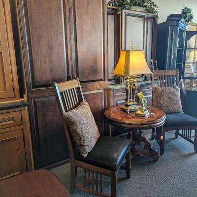 Brand New Tall Cabinetry.  Amazing Storage Pieces.  Must See!  Will consider a Fair Price offer.  
Pair Shaker Style Solid Wood Chairs. 