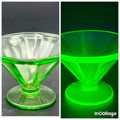 1930s Federal Glass Uranium Sherbert Dish
https://ctbids.com/estate-sale/31612/item/3566052/1930s-Federal-Glass-Uranium-Sherbert-Dish