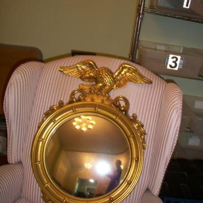 Vintage 1960 Syroco Eagle Federal Style Convex Mirror.