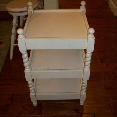 Vintage Painted White 3 Shelf End/Side Table.