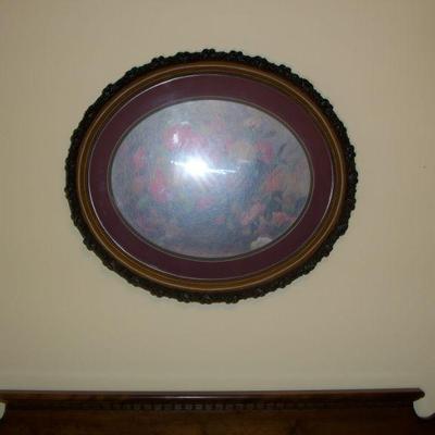 Vintage Wood Oval framed Picture