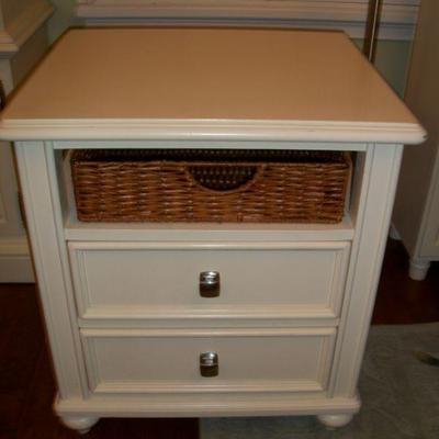 ***BIN*** American Drew Furniture "Camden" Collectio in Buttermilk End Table with 2 Drawers and basket storage - $135.00