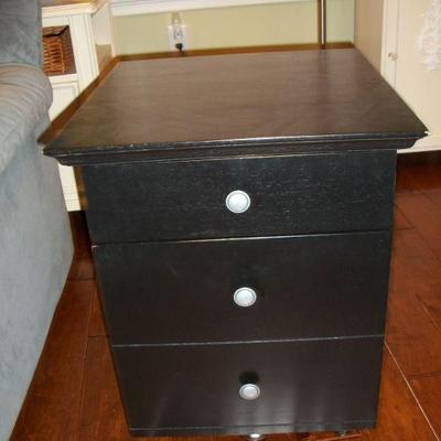 Black 2 Drawer End Table/File Cabinet