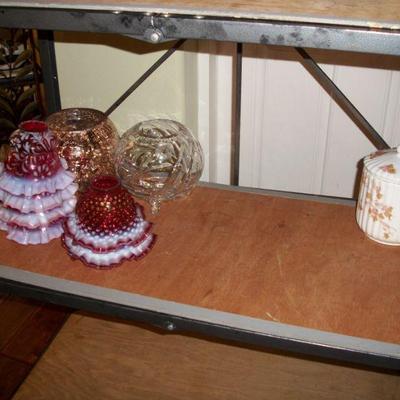 Vintage Fenton "Cranberry Opalescent" ruffle  shades