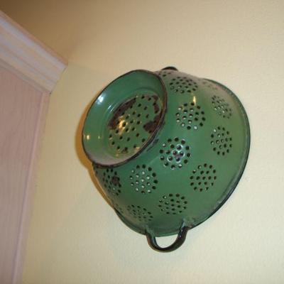 Vintage Green Enamel Colander