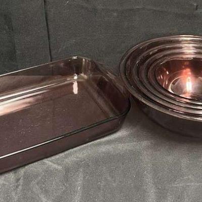 Ct134v cranberry pyrex set