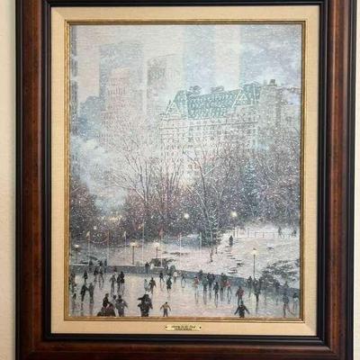 Tt118 skating in the park by thomas kinkade