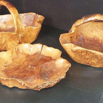 Handmade Rustic Wood Baskets and Tray