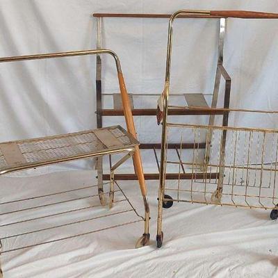 True Vintage Serving Carts Gold 60s Tray Cart Side Table Tea Cart