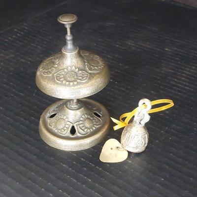 Vintage Brass Hotel Bell & Indian Brass Meditation Bell
