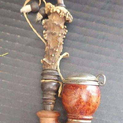 Antique Bruyere Smoking Pipe with Staghorn Extension