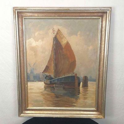 "In the Harbor" - A Maritime Oil Painting