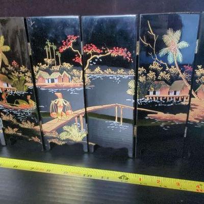 Rare Oil-Painted Asian Landscape Screen