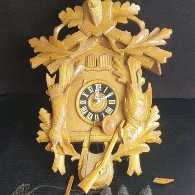 Vintage Black Forest Cuckoo Clock XL Handcrafted Black Forest Hunt Clock 52i