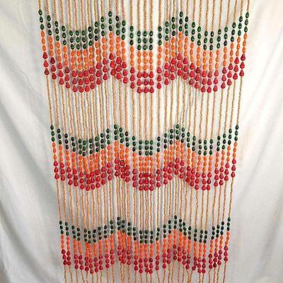 Wooden Bead Door Curtain 1970s Vintage