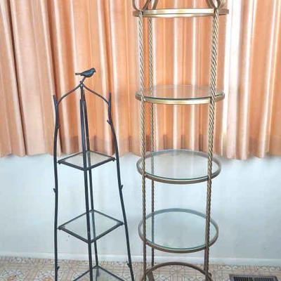 Vintage Metal and Glass Display Stands