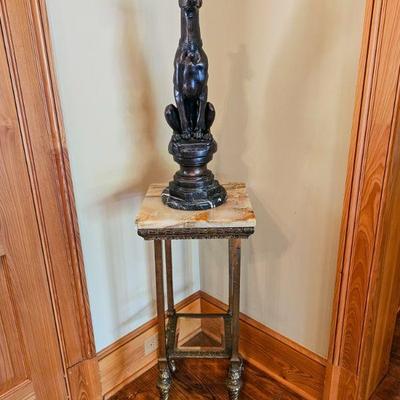 Antique onyx plant stand