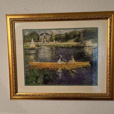 Framed needlepoint point art