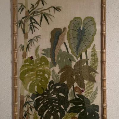 Framed needlepoint art