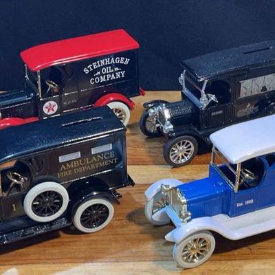 4 Diecast Collectible Metal Ertl Vans/Cars * 3 are Banks
