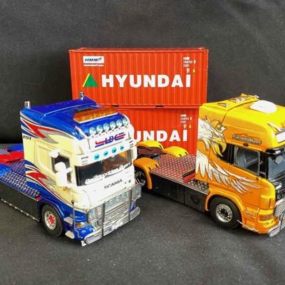 Two Metal Diecast Vehicles * Scania Trucks * Hyundai Trailers *