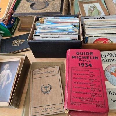 postcards, old travel guides