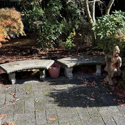 Cement garden benches 